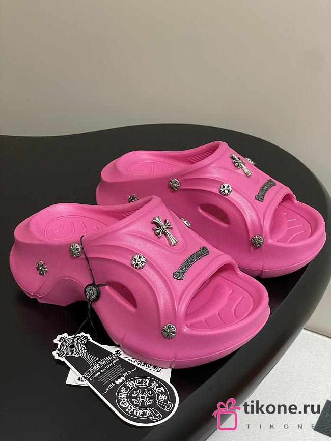 Chrome Hearts Studded Clog Rubber Mules Pink - 1