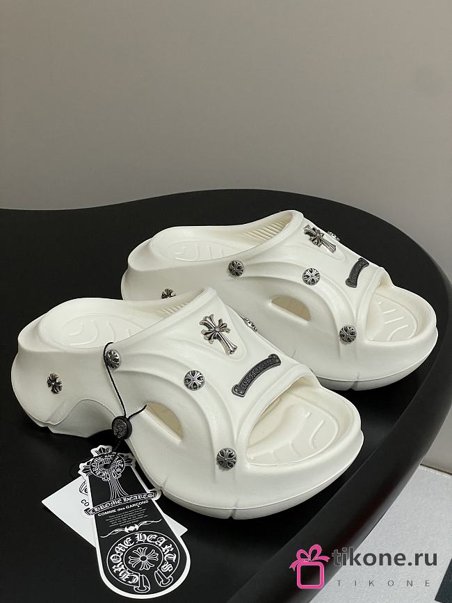 Chrome Hearts Studded Clog Rubber Mules White - 1