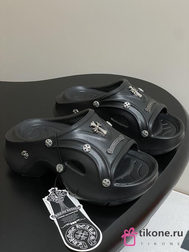 Chrome Hearts Studded Clog Rubber Mules Black - 1