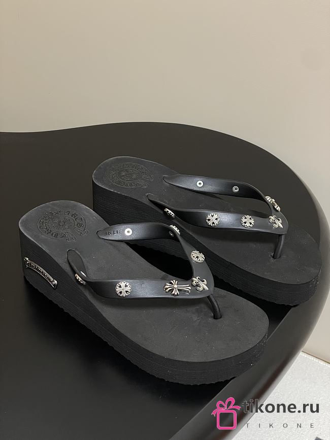 Chromehearts Studded Flip-Flops Black - 1