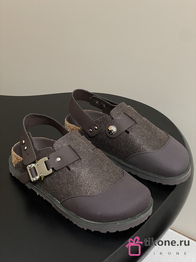 Dior x Birkenstock Tokio Mule Felted Wool Nubuck Calfskin Chocolate - 1