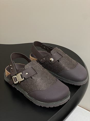 Dior x Birkenstock Tokio Mule Felted Wool Nubuck Calfskin Chocolate