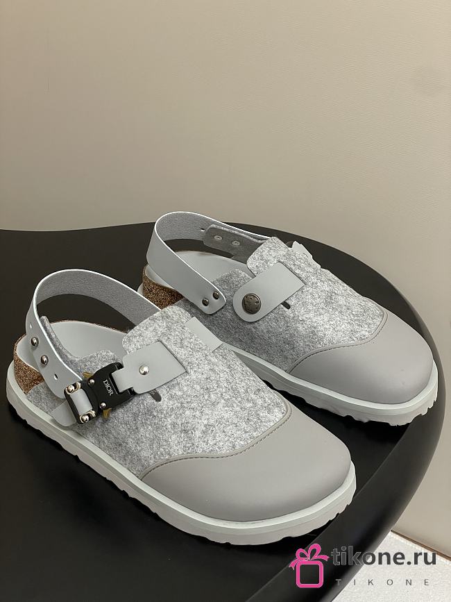 Dior x Birkenstock Tokio Mule Felted Wool Nubuck Calfskin Gray - 1