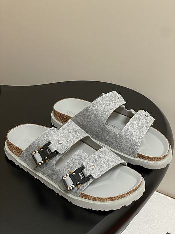 Dior x Birkenstock Milano Wool Slingback Sandals Grey 