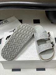 Dior x Birkenstock Milano Wool Slingback Sandals Grey  - 4