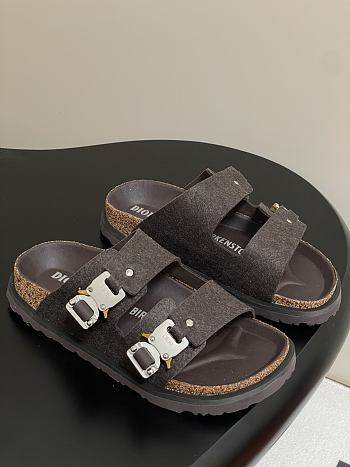 Dior x Birkenstock Milano Wool Slingback Sandals Chocolate