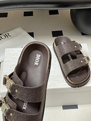 Dior x Birkenstock Milano Wool Slingback Sandals Chocolate - 2