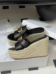 Dior 30 Montaigne Wedge Slide Black Calfskin 9.5cm - 4