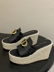 Dior 30 Montaigne Wedge Slide Black Calfskin 9.5cm - 2
