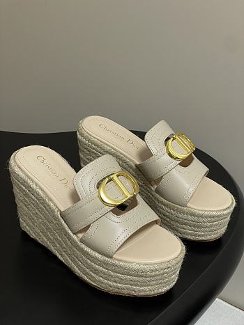 Dior 30 Montaigne Wedge Slide White Calfskin 9.5cm