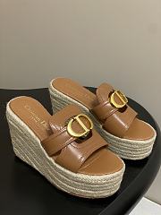 Dior 30 Montaigne Wedge Slide Brown Calfskin 9.5cm - 1