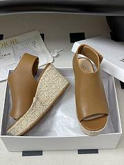 Attitude Dior Wedge Sandal Camel Calfskin 9.5cm - 2