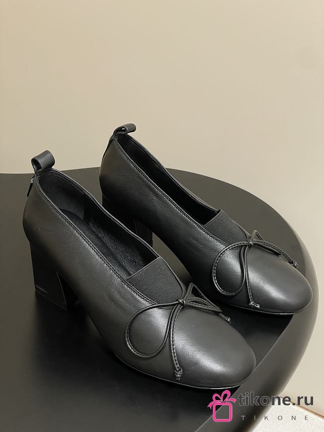Miumiu Square Toe Heel Pumps In Black  - 1