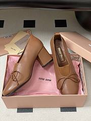 Miumiu Square Toe Heel Pumps In Brown - 6