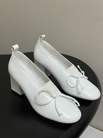 Miumiu Square Toe Heel Pumps In White