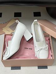 Miumiu Square Toe Heel Pumps In White - 3