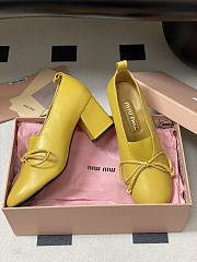 Miumiu Square Toe Heel Pumps In Yellow - 2