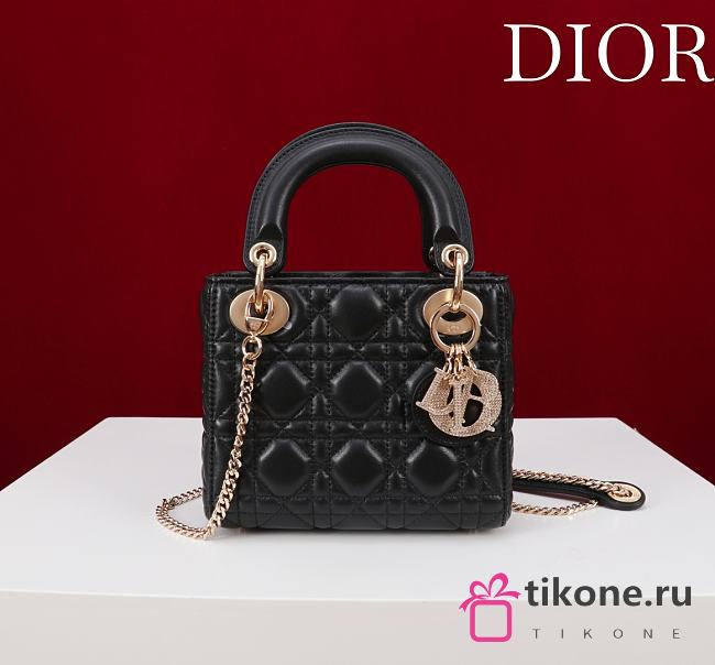 Mini Lady Dior Bag Black Cannage Lambskin - 17x15x7cm - 1