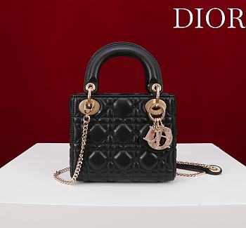Mini Lady Dior Bag Black Cannage Lambskin - 17x15x7cm