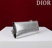 Dior Silver Microcannage Patent Leather Lady Dior Croisiere Wallet on Chain 21cm - 4