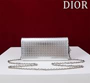 Dior Silver Microcannage Patent Leather Lady Dior Croisiere Wallet on Chain 21cm - 3