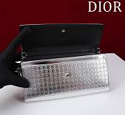 Dior Silver Microcannage Patent Leather Lady Dior Croisiere Wallet on Chain 21cm - 2