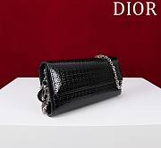 Dior Black Microcannage Patent Leather Lady Dior Croisiere Wallet on Chain 21cm - 3