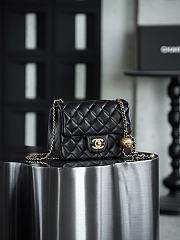 Chanel Mini Square Black With Pearl Crush Crossbody Bag - 18x13x7cm - 5