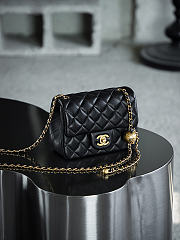 Chanel Mini Square Black With Pearl Crush Crossbody Bag - 18x13x7cm - 3