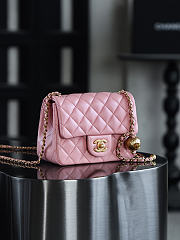 Chanel Mini Square Pink With Pearl Crush Crossbody Bag - 18x13x7cm - 5