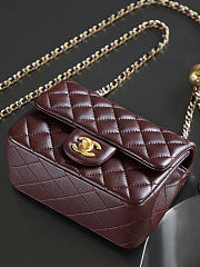 Chanel Mini Square Dark Brown With Pearl Crush Crossbody Bag - 18x13x7cm - 6