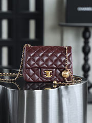 Chanel Mini Square Dark Brown With Pearl Crush Crossbody Bag - 18x13x7cm - 5
