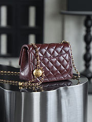 Chanel Mini Square Dark Brown With Pearl Crush Crossbody Bag - 18x13x7cm - 2