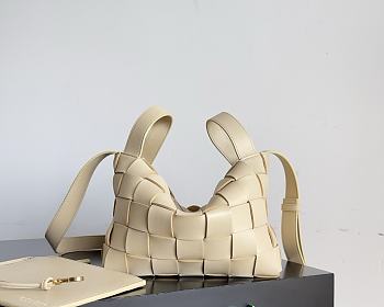 Bottega Veneta Bowling Cassette Woven Leather Bag Light Beige - 22x16x13cm