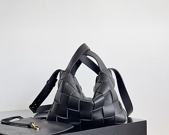 Bottega Veneta Bowling Cassette Woven Leather Bag Black - 22x16x13cm