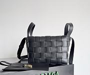 Bottega Veneta Bowling Cassette Woven Leather Bag Black - 22x16x13cm - 4