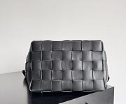 Bottega Veneta Bowling Cassette Woven Leather Bag Black - 22x16x13cm - 2