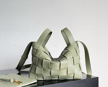 Bottega Veneta Bowling Cassette Woven Leather Bag Travertine - 22x16x13cm