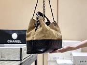 Chanel Small Tote Suede Calfskin Shiny Lambskin & Gold-Tone Metal Beige & Black - 36x24x14cm - 2