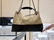 Chanel Small Tote Suede Calfskin Shiny Lambskin & Gold-Tone Metal Beige & Black - 36x24x14cm - 3