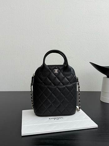 Chanel Clutch With Chain Grained Calfskin Gold-Tone Metal Black - 18x17x6cm