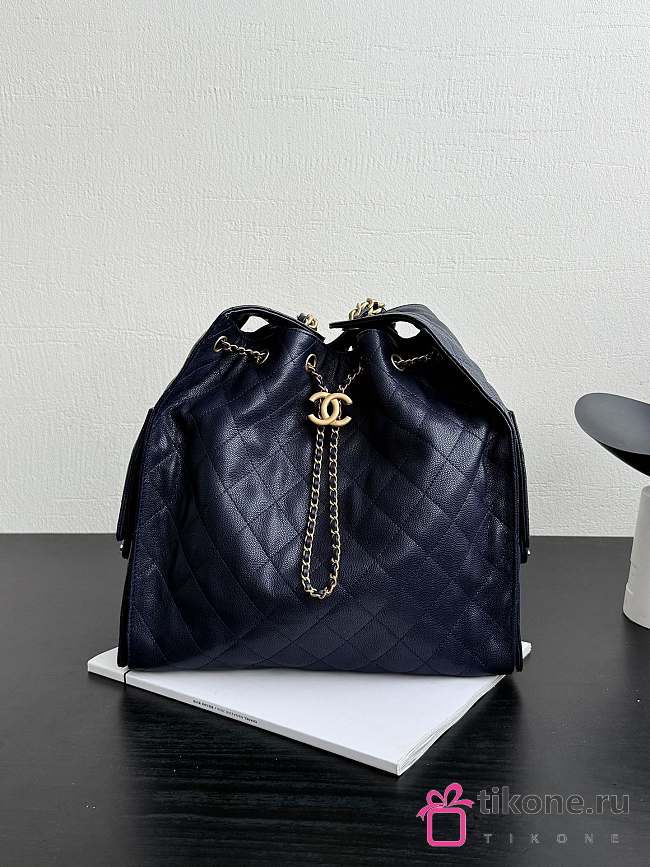 Chanel 25 Medium Handbag Grained Calfskin Gold-Tone Metal Navy - 40x30x15cm - 1