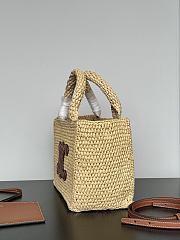 Celine Small Cabas Thais In Raffia And Calfskin Tan - 27x19x13cm - 2