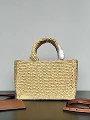 Celine Small Cabas Thais In Raffia And Calfskin Tan - 27x19x13cm - 3