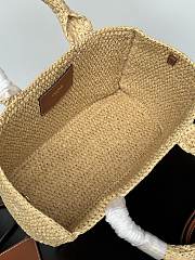 Celine Small Cabas Thais In Raffia And Calfskin Tan - 27x19x13cm - 4