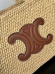 Celine Small Cabas Thais In Raffia And Calfskin Tan - 27x19x13cm - 5