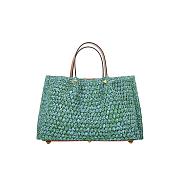 Valentino Medium Shopping Bag In Raffia Crochet in Green/Azure/Camel - 35x25x17cm - 3