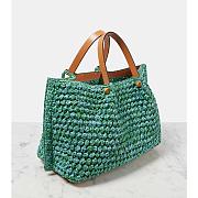 Valentino Medium Shopping Bag In Raffia Crochet in Green/Azure/Camel - 35x25x17cm - 2
