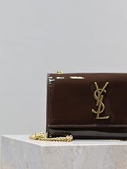 YSL Patent Small Kate Chain Bag Brown - 20x12.5x5cm - 6