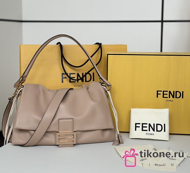 Fendi Mamma Baguette Large Dove Gray Nappa Leather Bag - 32x11x21cm - 1